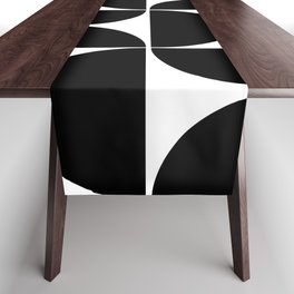 Black and White Geometric Abstraction Table Runner