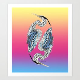 Great Blue Heron Pattern Art Print