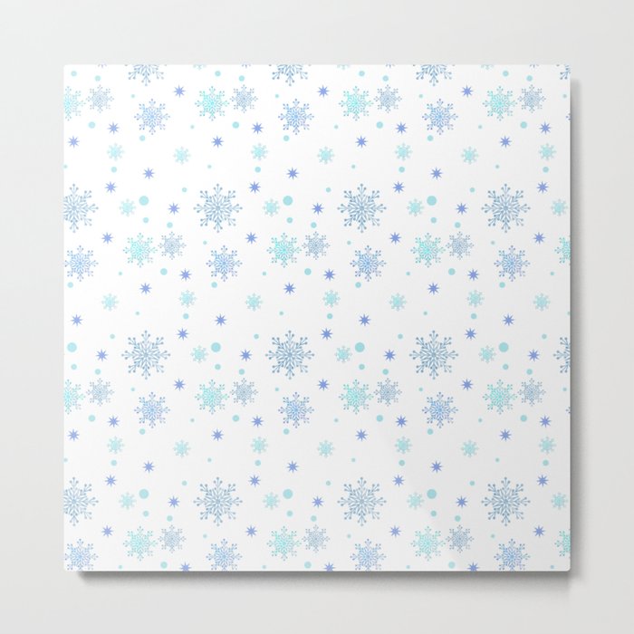 Christmas Pattern Lovely Blue Snowflake Metal Print