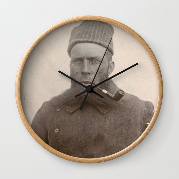 Bearded Ship Captain with Pipe - Vintage Photo Wall Clock