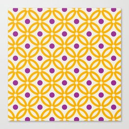 Pretty Intertwined Ring and Dot Pattern 643 Yellow Magenta and Beige Canvas Print
