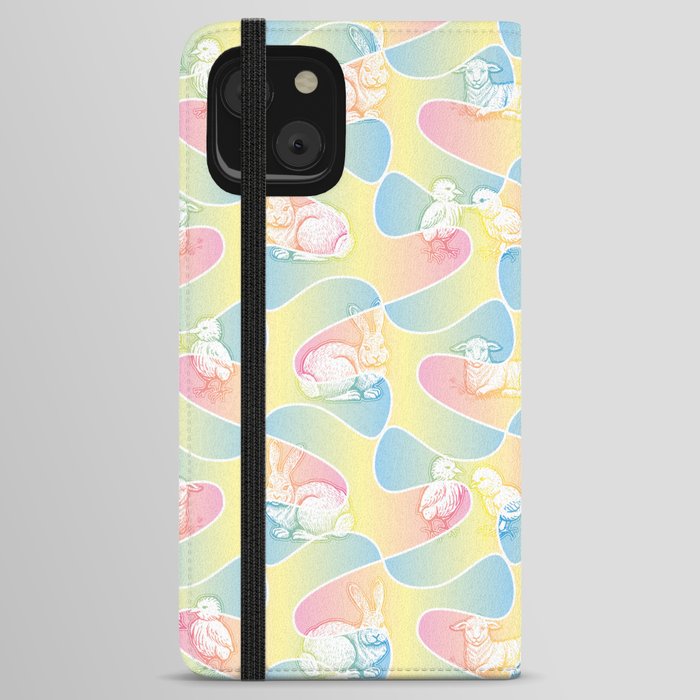 Easter Animals Pastel Pattern iPhone Wallet Case
