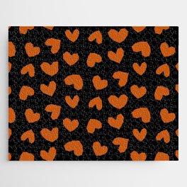 Geometric Hearts pattern orange Jigsaw Puzzle
