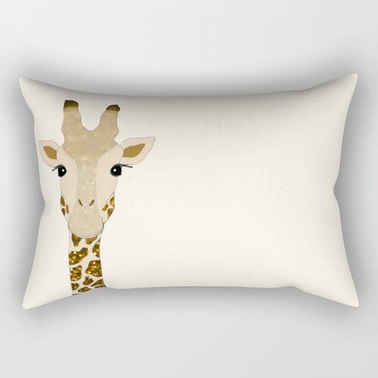 Golden Glitter Giraffe Rectangular Pillow