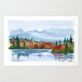 Mirror Lake in Autumn Art Print