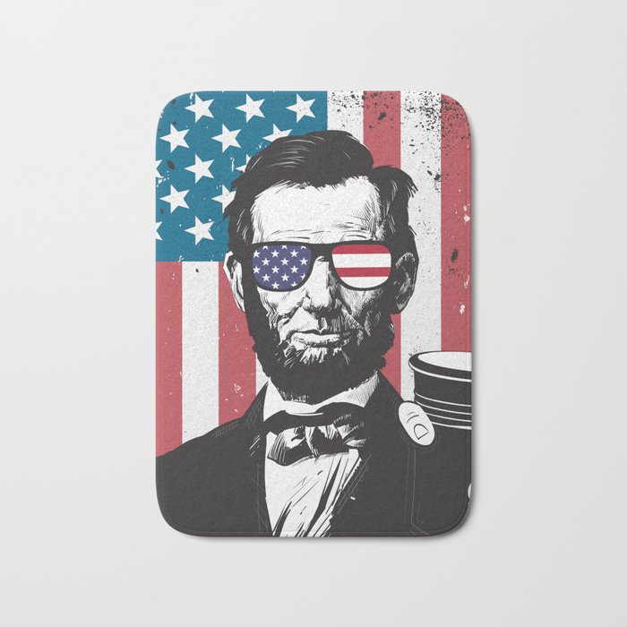For Score and Seven Beers Ago Drinking Like Lincoln Funny Humorous Patriotic American USA Design Bath Mat