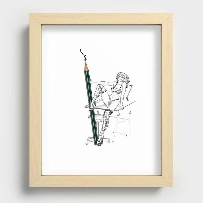 pencil girl Recessed Framed Print
