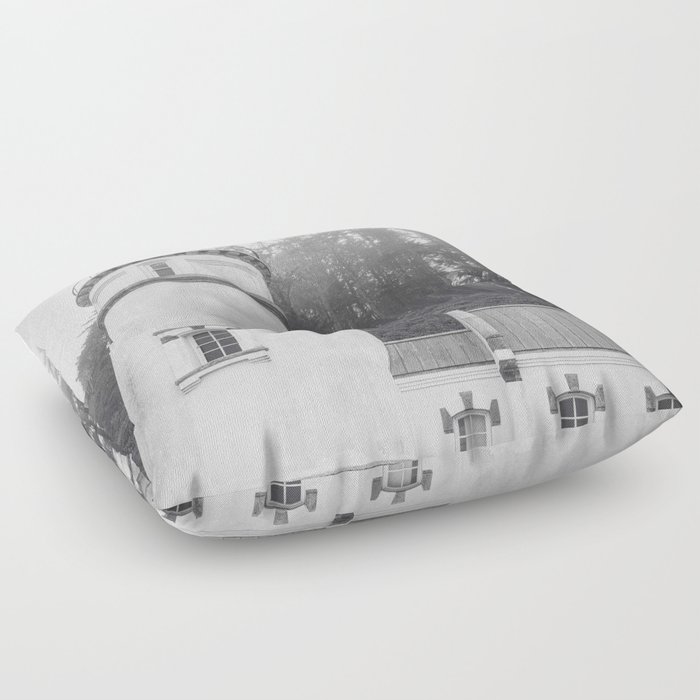 Heceta Head Lighthouse Black and White Photography Oregon Coast Floor Pillow