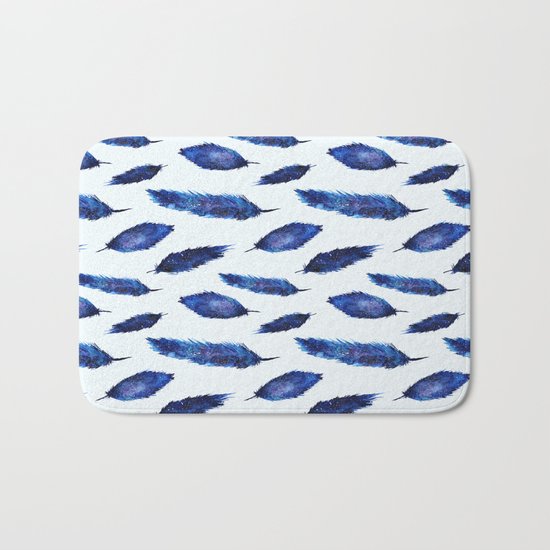 Starry feathers || watercolor Bath Mat
