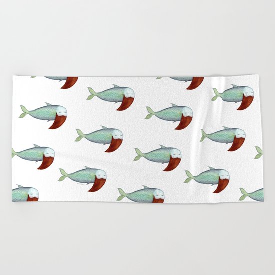 fish with beard Beach Towel