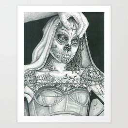 Sugarskull Tattooed Natalie Portman Art Print