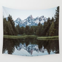 Grand Tetons Relfection at Sunrise Wall Tapestry