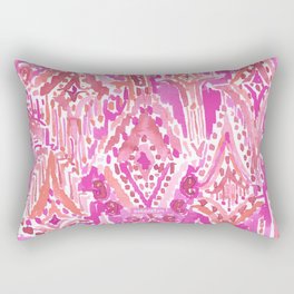 SUNSET DROPS OF WONDER Pink Ikat Watercolor Tribal Rectangular Pillow