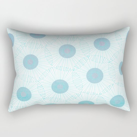 floral blue dots- abstract retro aqua pattern Rectangular Pillow