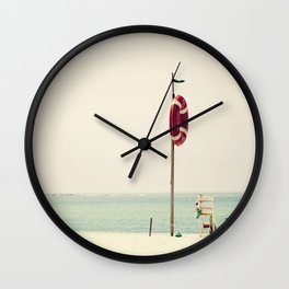Red Lifeguard Ring - Beach - Ocean - Sea Travel photography Wall Clock