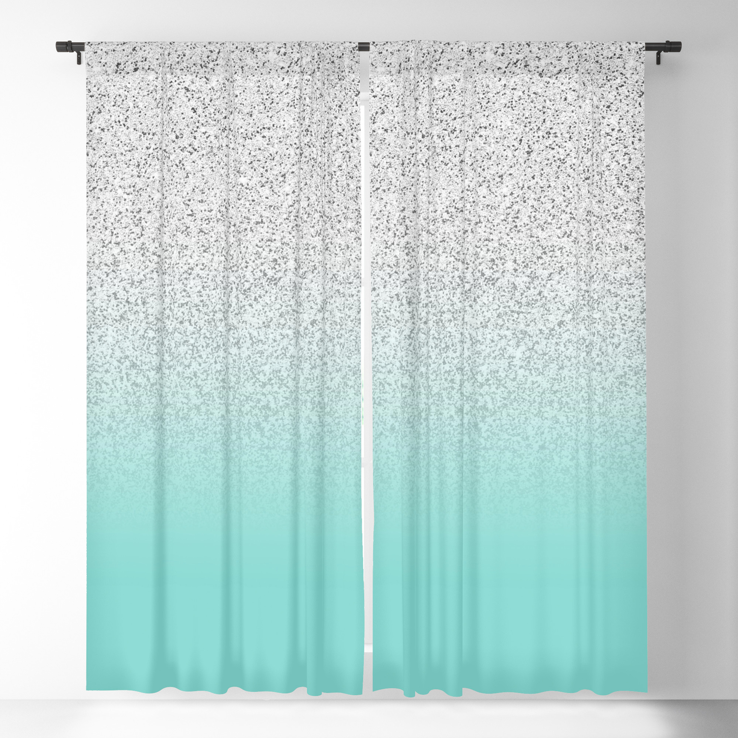 Modern Girly Faux Silver Glitter Ombre Teal Ocean Color Block