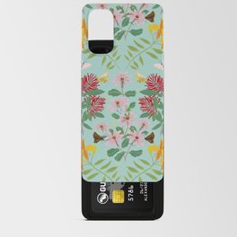 Folk retro florals in light teal Android Card Case
