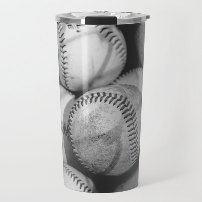 Baseballs in Black and White Travel Mug