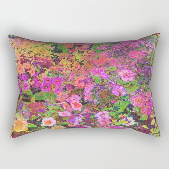 Rainbow Floral Landscape Rectangular Pillow