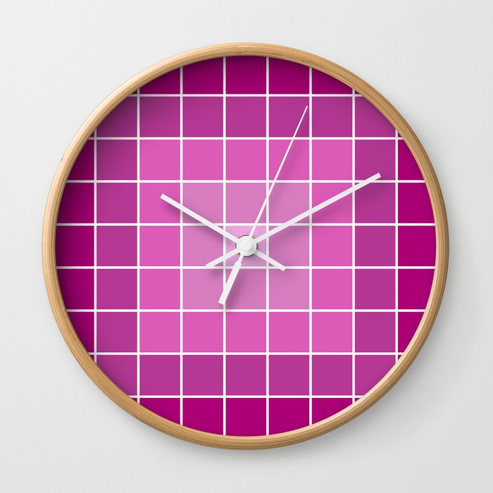 Grid - shades of magenta Wall Clock