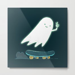Skater Ghost Metal Print