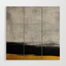 Black and Gold grunge stripes on modern grey concrete abstract backround I - Stripe - Striped Wood Wall Art