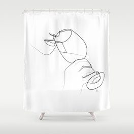 " Kitchen Collection " - Hand Holding Wine Glass/Drinking Wine Shower Curtain