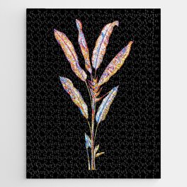 Floral Parrot Heliconia Mosaic on Black Jigsaw Puzzle