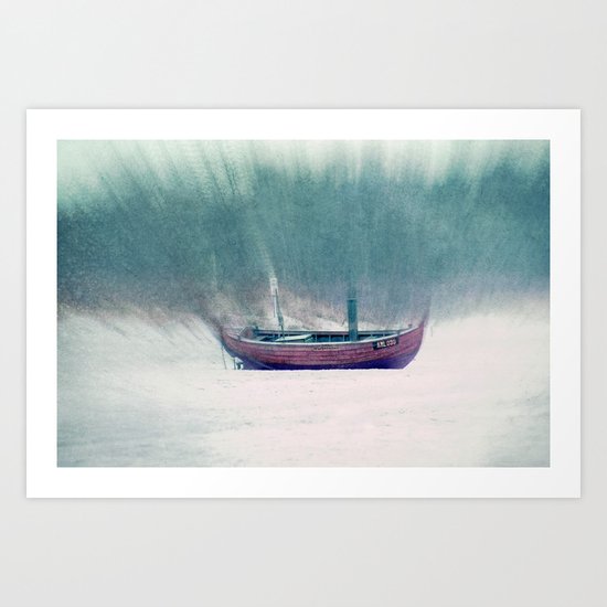 pink fishing boat Art Print