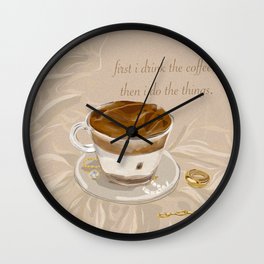 First, Coffee Wall Clock | Digital, Pastel, Paris, Drawing, Illustrationprint, Pattern, Coffemug, Coffeeillustration, Typography, Pop Art 