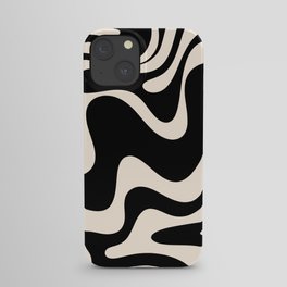 Retro Liquid Swirl Abstract in Black and Almond Cream 2 iPhone Case