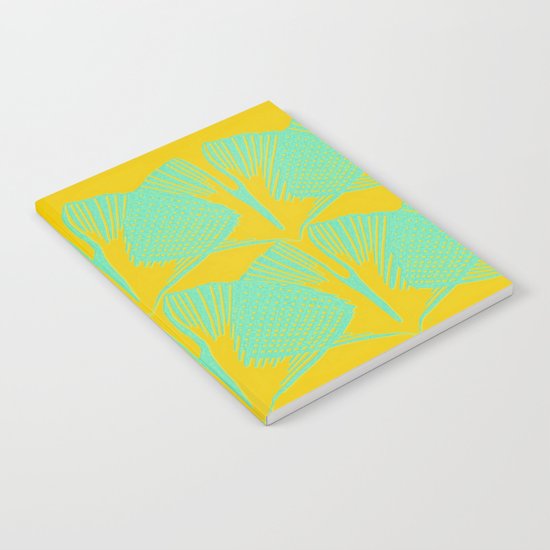 ginkgo pattern in deep yellow and turquoise Notebook