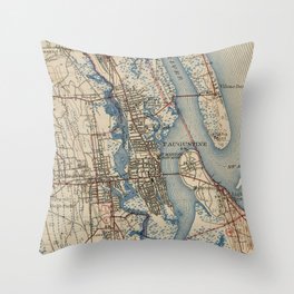 Vintage Map of St. Augustine Florida (1937) Throw Pillow