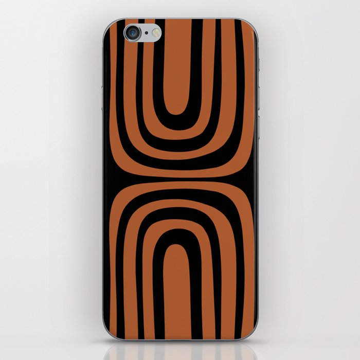 Midcentury Modern Rust and Black Confaab Abstract Pattern iPhone Skin
