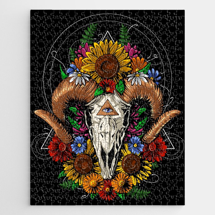 Psychedelic Goat Skull Jigsaw Puzzle