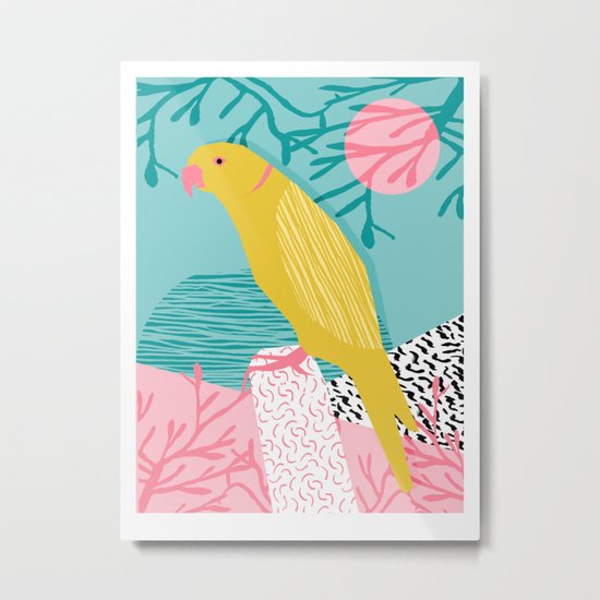 Bird Brain - wacka designs abstract minimal memphis design retro throwback 1980s 80s illustration Metal Print