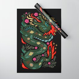 Dragon - Red, Black, Green Wrapping Paper