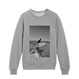 Indonesia, Gili Islands, Surfer Jumping from Boat Kids Crewneck