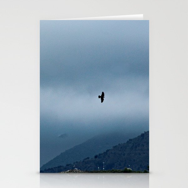 Ravens Birds Flying Clouds Mountains Landscape Stationery Cards