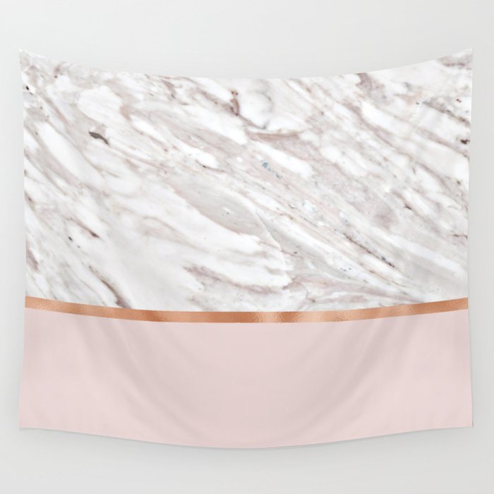 Calacatta marble on rose gold blush Wall Tapestry