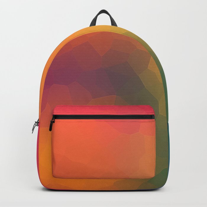 Low Poly Yellow Red Green and Pink Abstract Geometric Design Backpack