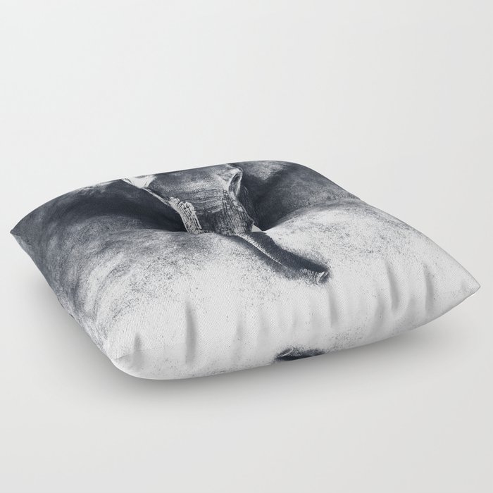 elephant black and white Floor Pillow