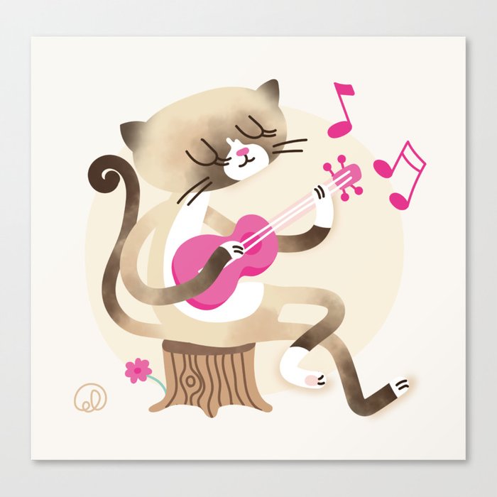 Miko playing ukulele Canvas Print