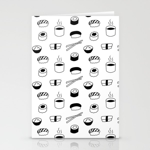 Minimalist Sushi Pattern (black/white) Stationery Cards