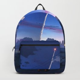 Inspiring Shuttle Launch Over Suburban Town At Gorgeous Sunset Cartoon Scenery Ultra High Definition Backpack | Anime, Cool, Highdefinition, Imaginative, Creative, Mesmerizing, Artsy, Beautiful, Prolific, Wallpaper 
