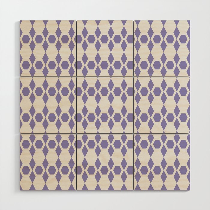 Lavender and White Honeycomb Pattern Wood Wall Art