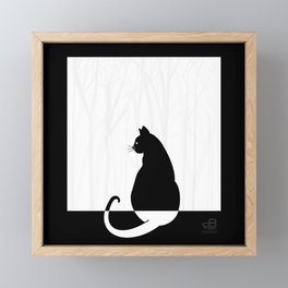 Cat Pondering Nature - Square Framed Mini Art Print