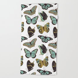 Texas Butterflies – Mint and Gold Beach Towel
