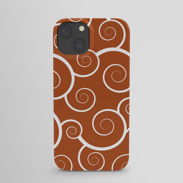 Spiral Waves (white/burnt orange) iPhone Case