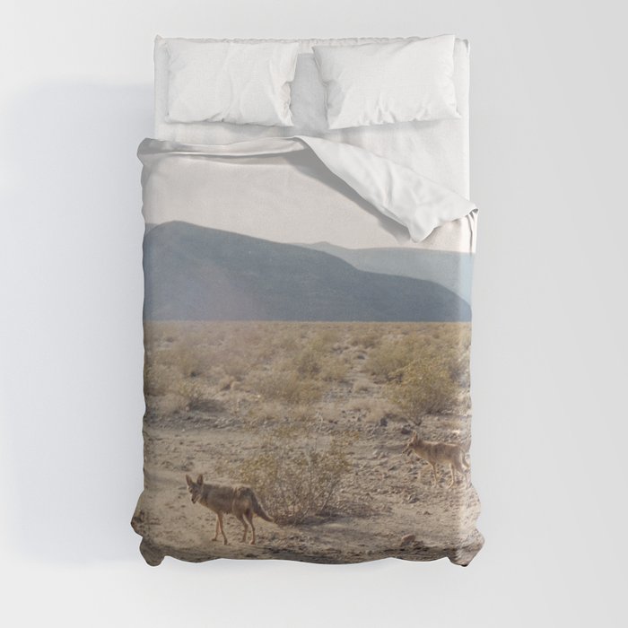 Panamint Valley Coyotes Duvet Cover